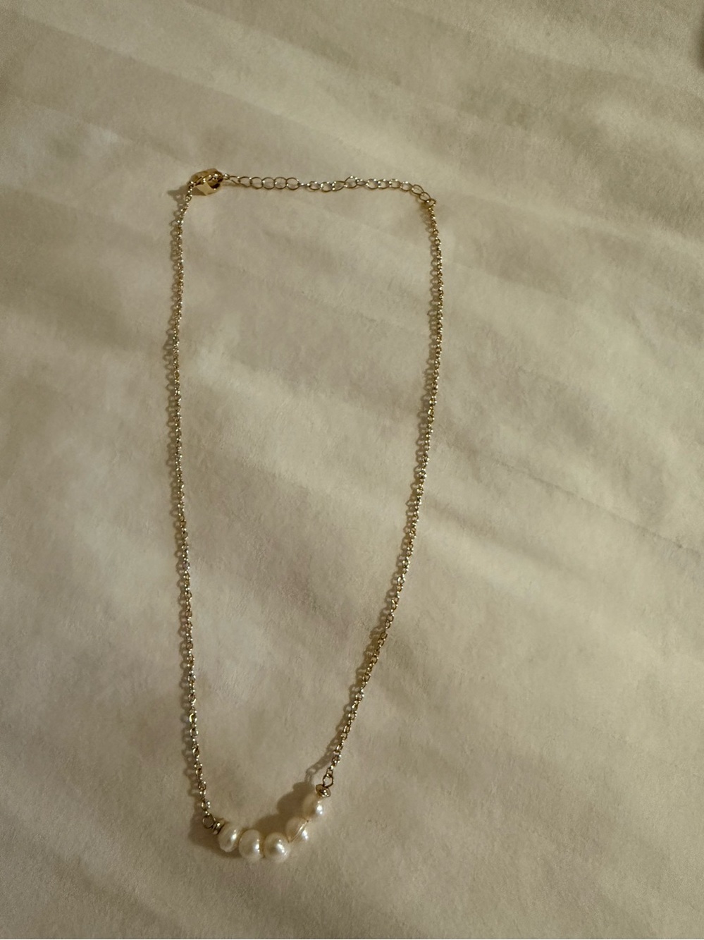 Park Lane Brynlee Gold Chain Necklace with White Pearl Beads